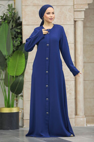  Navy Blue Islamic Clothing Turkish Abaya 20038L - 2