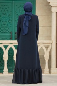  Navy Blue Islamic Clothing Turkish Abaya 30072L - 3