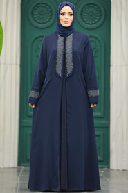  Navy Blue Long Sleeve Abaya 31131L - 2