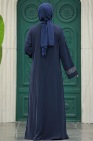  Navy Blue Long Sleeve Abaya 31131L - 4