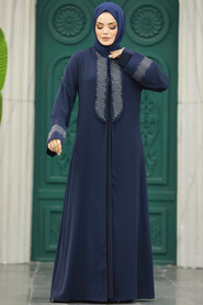  Navy Blue Long Sleeve Abaya 31131L - 3