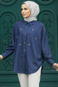  Navy Blue Long Sleeve Tunic 623L - 1