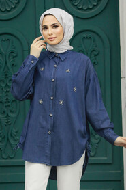  Navy Blue Long Sleeve Tunic 623L - 2