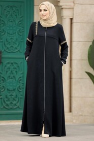  Navy Blue Long Turkish Abaya 35124L - NEVA STYLE