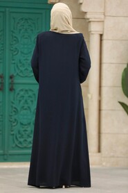  Navy Blue Long Turkish Abaya 41563L - 3