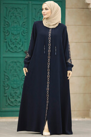  Navy Blue Long Turkish Abaya 41563L - 2