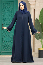 Navy Blue Long Turkish Abaya 624L - 1