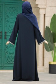  Navy Blue Long Turkish Abaya 624L - 3