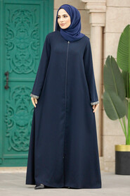  Navy Blue Long Turkish Abaya 624L - 2