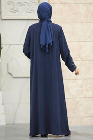  Navy Blue Long Turkish Abaya 961L - 4
