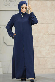  Navy Blue Long Turkish Abaya 961L - 3
