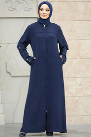  Navy Blue Long Turkish Abaya 961L - 1