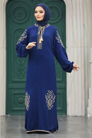  Navy Blue Modest Abaya Dress 10135L - 2
