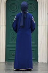  Navy Blue Modest Abaya Dress 10135L - 3