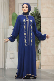  Navy Blue Modest Abaya Dress 10136L - 2