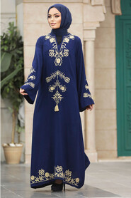  Navy Blue Modest Abaya Dress 11153L - 1