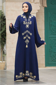  Navy Blue Modest Abaya Dress 11153L - 2