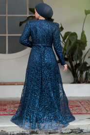 Neva Style - Navy Blue Modest Gowns 23091L - 3