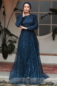 Neva Style - Navy Blue Modest Gowns 23091L - 2