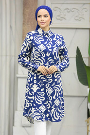  Navy Blue Modest Tops 11662L - 1