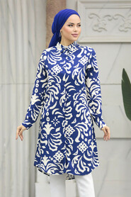  Navy Blue Modest Tops 11662L - 3
