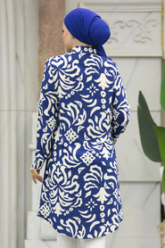  Navy Blue Modest Tops 11662L - 4