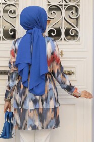 Neva Style - Navy Blue Modest Tops 21066L - 3