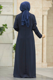 Navy Blue Modest Turkish Abaya 10004L - 3