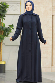  Navy Blue Modest Turkish Abaya 10004L - 1
