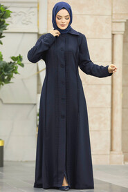  Navy Blue Modest Turkish Abaya 10004L - 2