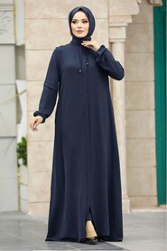  Navy Blue Modest Turkish Abaya 10556L - NEVA STYLE