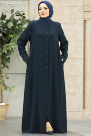  Navy Blue Modest Turkish Abaya 62535L - 1