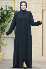  Navy Blue Modest Turkish Abaya 62535L - 3