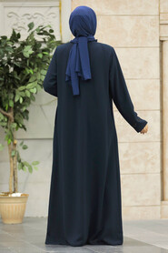  Navy Blue Modest Turkish Abaya 62535L - 4