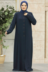  Navy Blue Modest Turkish Abaya 62535L - 2