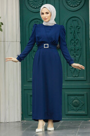  Navy Blue Muslim Bridesmaid Dress 8791L - 2