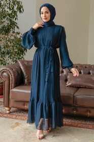  Navy Blue Muslim Dress 3747L - 2