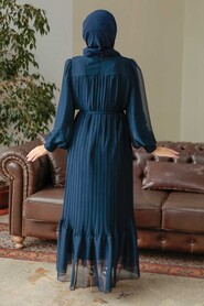  Navy Blue Muslim Dress 3747L - 5