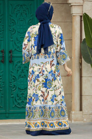  Navy Blue Muslim Long Dress Style 51952L - 5