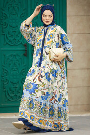  Navy Blue Muslim Long Dress Style 51952L - 4