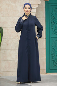  Navy Blue Muslim Turkish Abaya 20036L - 3