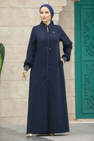  Navy Blue Muslim Turkish Abaya 20036L - 1