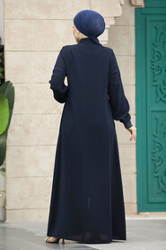  Navy Blue Muslim Turkish Abaya 20036L - 4