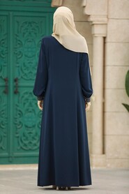  Navy Blue Muslim Turkish Abaya 45271L - 3