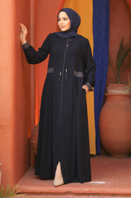  Navy Blue Muslim Turkish Abaya 619L - 2