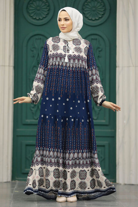  Navy Blue Plus Size Dress 50005L - NEVA STYLE