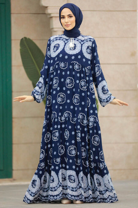  Navy Blue Plus Size Dress 50007L - NEVA STYLE