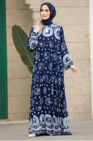  Navy Blue Plus Size Dress 50007L - 2