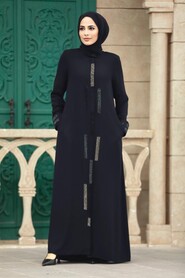  Navy Blue Plus Size Turkish Abaya 616L - NEVA STYLE