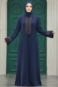  Navy Blue Women Abaya 31132L - 2